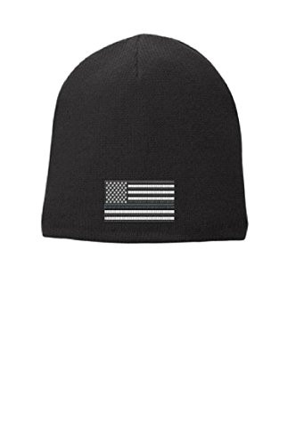 Yellow Dog Black Thin Silver Line Flag American Corrections Officer Prison Guard Skull Cap