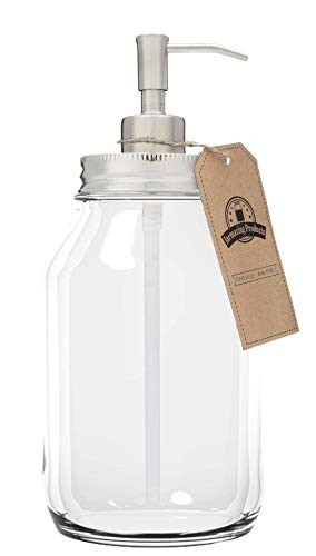 Jarmazing Products Quart-Size Mason Jar Soap Dispenser - Stainless Steel - with 32 Ounce Clear Mason Jar