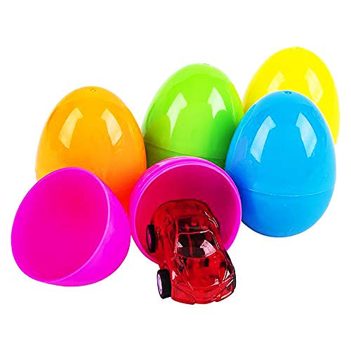 The Dreidel Company Easter Eggs Filled with Toy Cars Bulk Colorful Bright Plastic Easter Eggs- Perfect for Easter Egg Hunt- Surprise Egg- Easter Hunt- 2.5inch Assorted Colors -20-Pack-