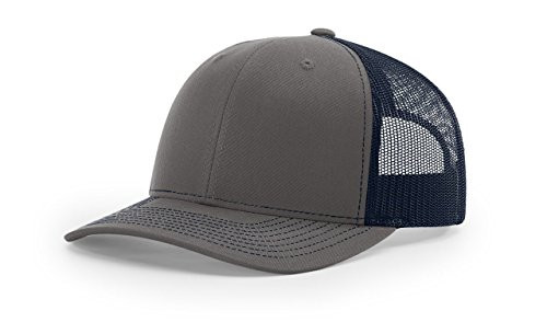 RICHARDSON Charcoal/Navy 112 Mesh Back Trucker Cap Snapback Hat w/THP No Sweat Headliner