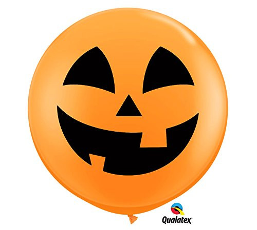 Qualatex 36" 'Jolly Jack' Jack O'Lantern Halloween Latex Balloons - Orange, Pack of 2