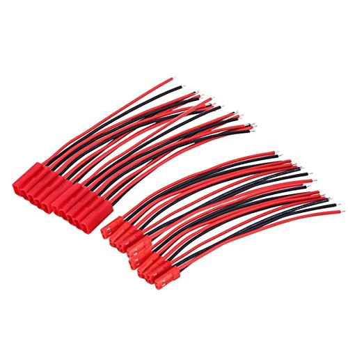 30 Pairs JST 2 Pin Male Female Connector 22AWG Red and Black 150mm Wire for RC Plane Battery