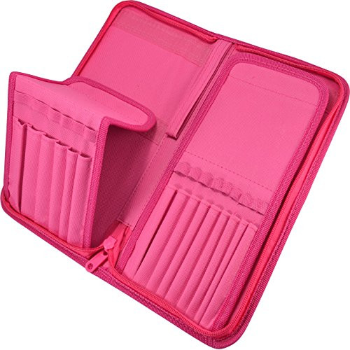 Paint Brush Holder - Organizer for 15 Short Handle Brushes - Storage for Acrylic- Oil  and  Watercolor Art Paintbrushes - Artists' Quality Supplies by MyArtscape -Hot Pink-