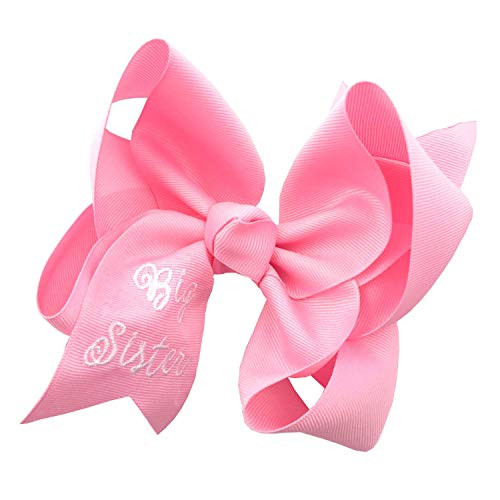Big Sister Pink Hair Bow for Girl 6 Inches on Alligator Clip
