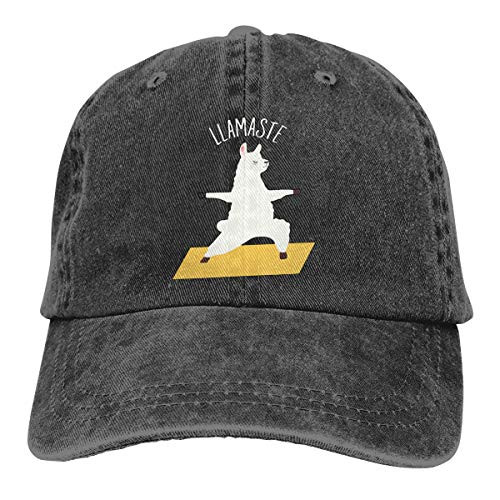 allgobee Washed Distressed Cotton Dad Hat Llamaste Yoga Llama Baseball Cap Adjustable Polo Trucker Black
