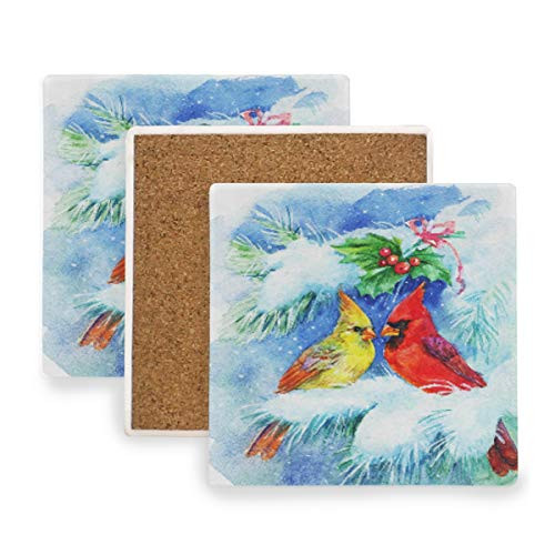 AGONA Absorbent Drink Coasters Christmas Cardinals Mistletoe Snow Berry Branch Coasters for Drink Ceramic Stone Coasters with Cork Backing Square Bar Coasters Sets for Coffee Mugs Cups 1Pcs AGONA Absorbent Drink Coasters Christmas Cardinals Mistletoe Snow Berry Branch Coasters for Drink Ceramic Stone Coasters with Cork Backing Square Bar Coasters Sets for Coffee Mugs Cups 1Pcs