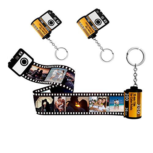 Personalized Keychains with Picture Custom MultiPhoto Camera Film Roll Keychains Customized Vintage Retro Gifts - Upload 5 Photos