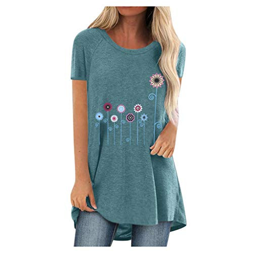 Ladies Tops and Blouses Summer Women Casual Summer Solid O-Neck Short Sleeves Plus Size Top T-Shirt Blouse