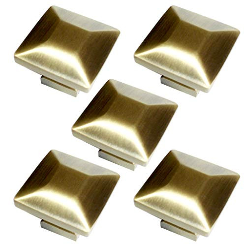 ZHANGJIAHE Rectangular knobs Dresser drawer knobs Gold square drawer pulls Antique Brass cabinet knobs 1 1/4 inch Hardware Handle Kitchen gold Furniture Pack of 5