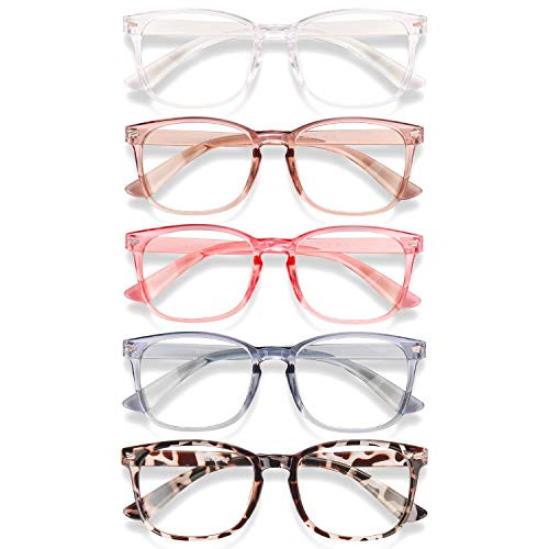 WINTOO Blue Light Blocking Glasses - 5Pack Men Women Anti Glare Eyestrain UV Filter Lightweight Frame Computer Eye Glasses for Gaming  and  Reading