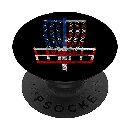 Cool US Flag Disc Golf Basket - Fourth of July Golfer Gift PopSockets Grip and Stand for Phones and Tablets