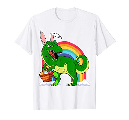 Cute Trex Bunny Ears Easter Day Egg Basket Boys Girls Kids T-Shirt