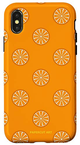 iPhone X/XS Citrus orange fruits pattern with orange background papercut Case
