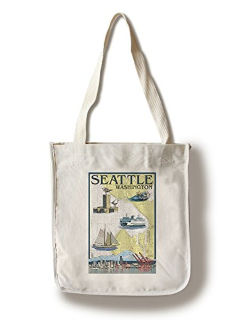 Lantern Press Seattle- Washington- Nautical Chart -100 percent Cotton Tote Bag- Reusable- Lantern Press Seattle- Washington- Nautical Chart -100 percent Cotton Tote Bag- Reusable-