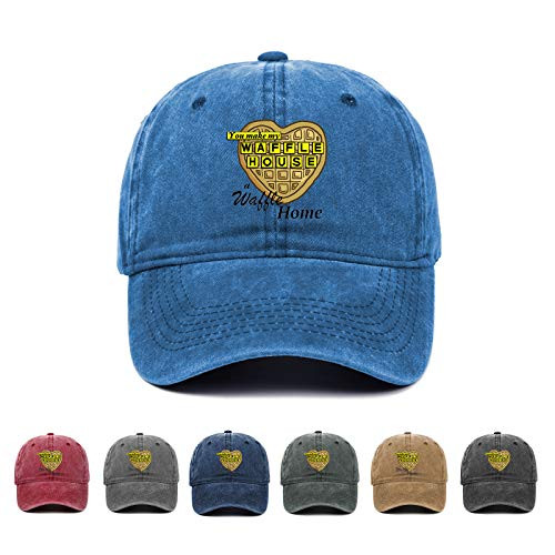 Kritin Waffle House Hat-Adjustable Baseball Cap Unisex Washable Cotton Trucker Cap Dad Hat Blue Kritin Waffle House Hat-Adjustable Baseball Cap Unisex Washable Cotton Trucker Cap Dad Hat Blue