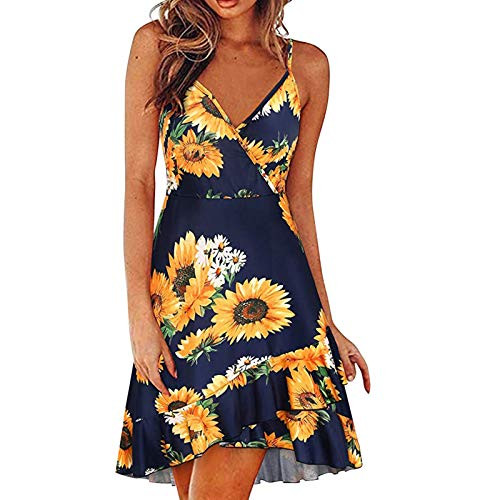 siilsaa Dresses for Women- Womens Summer Dresses Sleeveless V-Neck Floral Print Ruffle Mini Dress Casual Beach Sundress Yellow siilsaa Dresses for Women- Womens Summer Dresses Sleeveless V-Neck Floral Print Ruffle Mini Dress Casual Beach Sundress Yellow