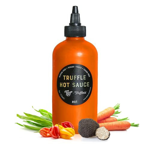 TRUFFLE HOT SAUCE - by Tango Chile Sauce - Vegan Gluten Free Keto Sugar Free - Carrot Based Hot Sauce Made From Scotch Bonnet Hot Chili Peppers Garlic Cilantro - Made in USA - 8oz