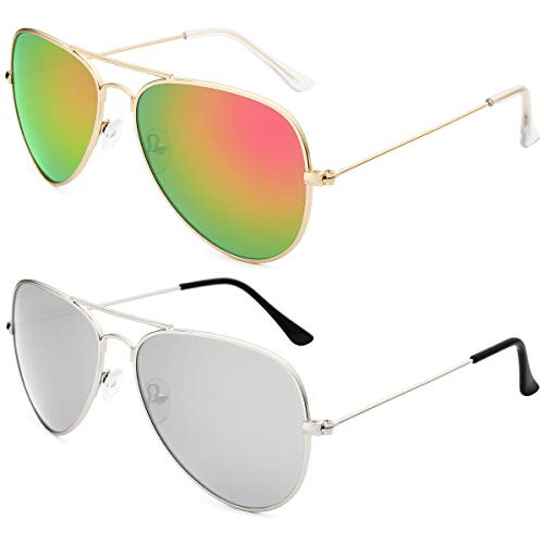 Livhò Sunglasses for Men Women Aviator Polarized Metal Mirror UV 400 Lens Protection -SilverPlusBobble Pink-
