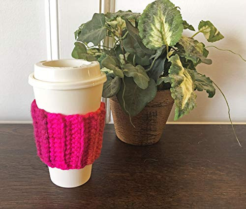 Coffee Cozy - Sleeve Fits To Go Coffee Cups - Pink/Orange Mix - Crochet Handmade -USA- by Peacefully You