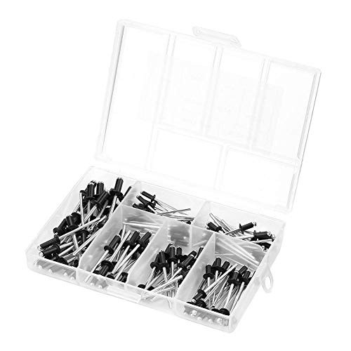 Rivets, Aluminum,120pcs/set black Blind Rivets Fasteners Assortment Kit with Box