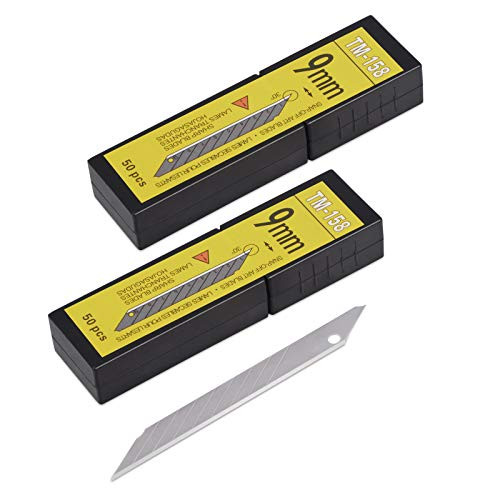 9mm Utility Knife Replacement Blades- 30 Degree Snap Off Carbon Steel Blades for Retractable Cutting Knives- Hobby- Craft Knife- Box Cutter - 100PCS