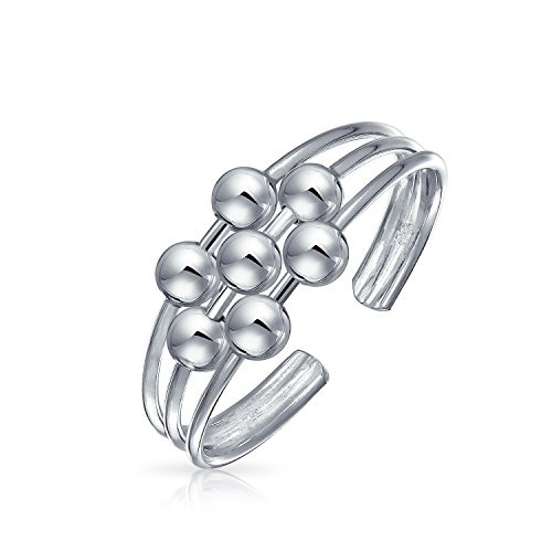 Bali Style Ball Bead Midi Split Wire Band Toe Ring For Women For Teen 925 Silver Sterling Adjustable