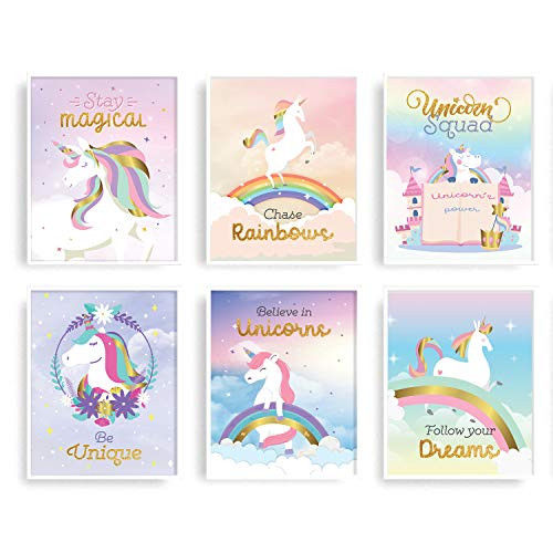 Nursery Wall Art Decor for Girls - Art Prints Set of 8x10inch - Bedroom Decor for Girls - Nursery Decor - Baby Nursery Wall Decor - Baby Nursery Wall Decor - Teen Girl Room Decor -Unicorns-