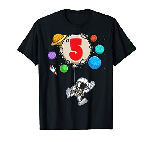 Astronaut 5 Years Old Birthday Boy Space Party 5th Birthday T-Shirt
