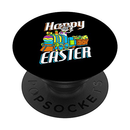 Happy Easter Rabbit Bunny Egg Hunting Train Basket Gift PopSockets PopGrip- Swappable Grip for Phones  and  Tablets
