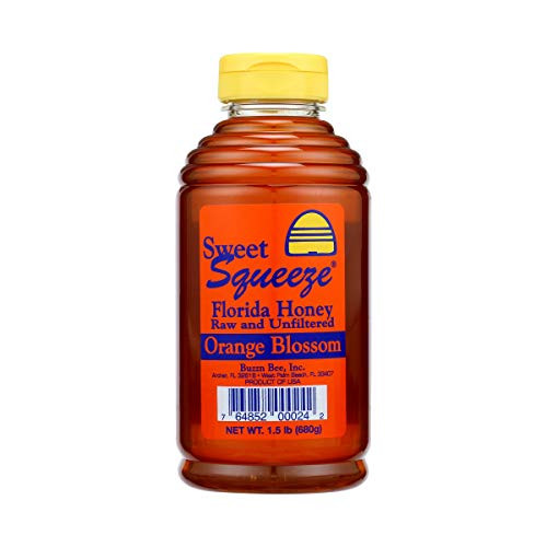 Sweet Squeeze Raw and Unfiltered Orange Blossom Honey - From Florida's Beekeepers- 24 Ounce