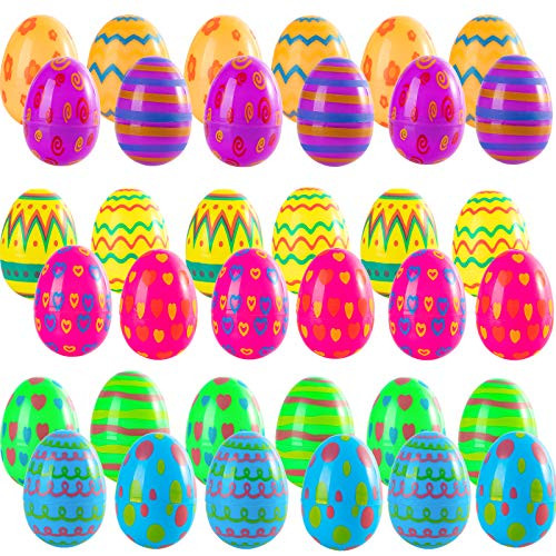 Plastic Easter Eggs with Different Mini Toys- 36 Pcs Filled Surprise Toys for Kids Easter Eggs Hunt- Party Favors- Basket Stuffers Fillers