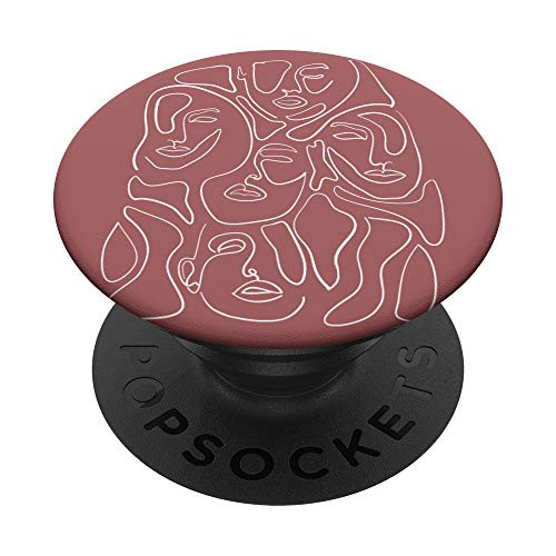 Aesthetic Minimalistic Drawing Female face Abstract Line Art PopSockets PopGrip- Swappable Grip for Phones  and  Tablets