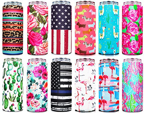 Skinny Can Cooler For Slim Cans -12 Pcs- Slim Can Cooler Slim Can Insulator Skinny Can Cooler Beer Coolers For Cans Slim Tall Can Cooler Can Coolers Hard Seltzer Vibe