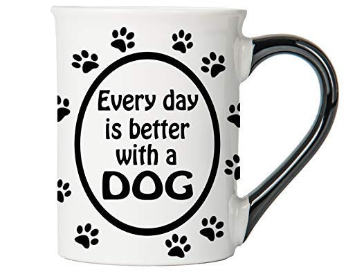 Cottage Creek Coffee Mug- Every Day is Better with a Dog Coffee Mug- Large 18 Oz Ceramic Dog Mug- Dog Lover Coffee Cup- Funny Dog Mug -White-