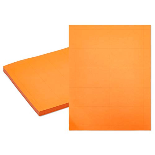 Orange Business Cards- 50 Sheets of Printable Cardstock Paper -3.5 x 2 In- 500 Blank Cards-