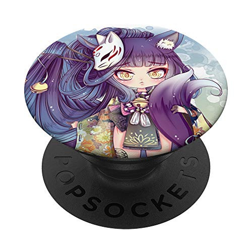 Cute Chibi kitsune Kyoko with mask - manga anime art PopSockets PopGrip- Swappable Grip for Phones  and  Tablets
