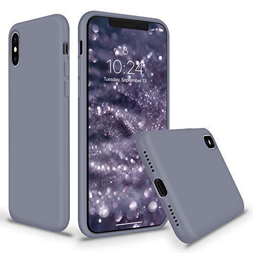 SURPHY iPhone Xs Max Silicone Case, Slim Liquid Silicone Protective Phone Case Cover (Full Body Thin Case with Microfiber Lining) Compatible with Apple iPhone Xs Max 6.5, Lavender