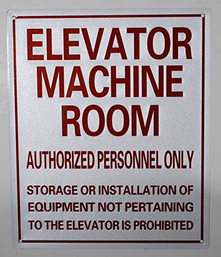 Elevator Machine Room Sign -White- Reflective- Aluminium 10x12-