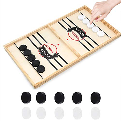 Fast Sling Puck Game Paced-Tinfence Table Desktop Battle-Interactive Chess Toy Board Table Game- Winner Board Games Toys for Adults Parent-Child -22.2x11.8 inch-