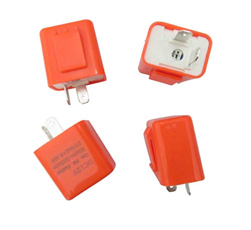 JEM and JULES Universal Orange set of 4 2-Pin LED Turn Signal Flasher Relay 12V Motorcycle Electronic Flasher Relay Emergency Led Light Indicator Light Flasher Relay