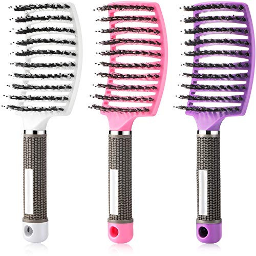 3 Pieces Curved Vented Boar Bristle Hair Brushes Fast Dry Detangling Hair Brush Curved Vented Styling Hair Brush Fast Blow Drying Hair Brush for Wet- Long and Curly Hair- 3 Colors 3 Pieces Curved Vented Boar Bristle Hair Brushes Fast Dry Detangling Hair Brush Curved Vented Styling Hair Brush Fast Blow Drying Hair Brush for Wet- Long and Curly Hair- 3 Colors