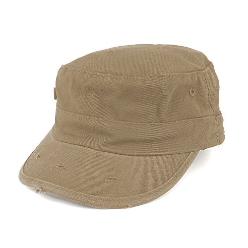 Washed Cotton Army BDU Style Fitted Military Cap - Khaki - S-M