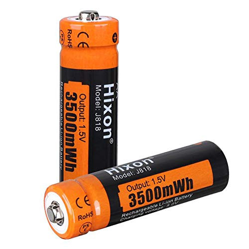 Rechargeable AA Batteries- Hixon 3500mWh high Capacity Lithium AA Rechargeable Battery- 1.5V Constant Output- 1500 Cycles-2H Fast Charge- 2 Counts