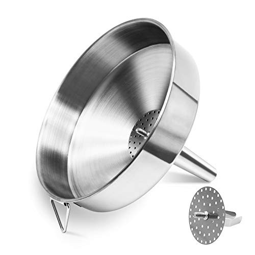 Stainless Steel Large Funnel with Detachable Strainer/Filter for Cooking Oil and Transmission Liquid and Powder- Food Grade Metal Kitchen Funnels Stainless Steel Large Funnel with Detachable Strainer/Filter for Cooking Oil and Transmission Liquid and Powder- Food Grade Metal Kitchen Funnels