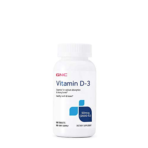 GNC Vitamin D-3 50mcg- 180 Tablets- Supports Healthy Bones and Teeth