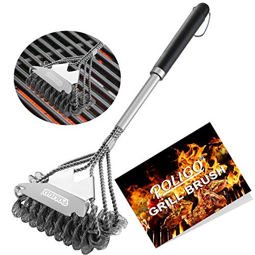 POLIGO 18inch Grill Cleaner Brush Safe Grill Brush and Scraper Bristle Free - Stainless Steel BBQ Brush for Grill Cleaning - Wireless Grill Brush with BBQ Scraper for Grill - Gifts for Grill Wizard POLIGO 18inch Grill Cleaner Brush Safe Grill Brush and Scraper Bristle Free - Stainless Steel BBQ Brush for Grill Cleaning - Wireless Grill Brush with BBQ Scraper for Grill - Gifts for Grill Wizard