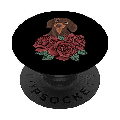Cute Pet Animal Wiener Dog Lover Gift Rose Dachshund PopSockets PopGrip- Swappable Grip for Phones and Tablets Cute Pet Animal Wiener Dog Lover Gift Rose Dachshund PopSockets PopGrip- Swappable Grip for Phones and Tablets