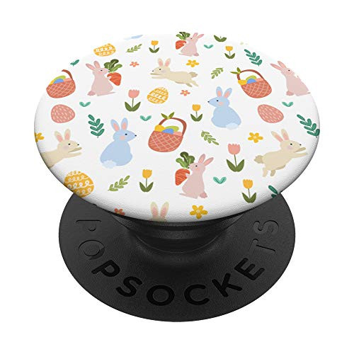 Easter Cute Easter Egg Basket Pattern Funny Easter Bunny PopSockets PopGrip- Swappable Grip for Phones  and  Tablets