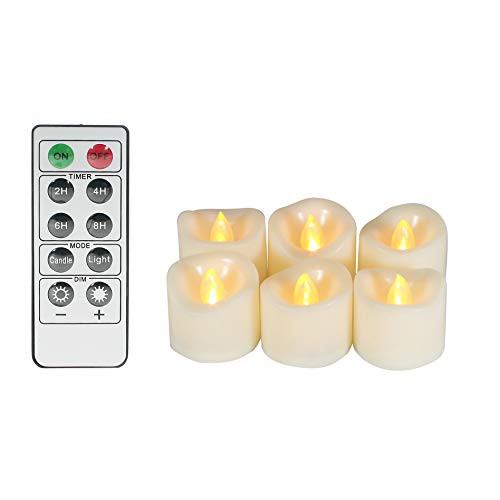 6 Battery Operated Flameless LED Tea Lights with Remote Timer Realistic Flickering Electric Tealight Votive Candles Set Bulk Baptism Wedding Party Decorations Home Decor Centerpieces Batteries Incl. 6 Battery Operated Flameless LED Tea Lights with Remote Timer Realistic Flickering Electric Tealight Votive Candles Set Bulk Baptism Wedding Party Decorations Home Decor Centerpieces Batteries Incl.