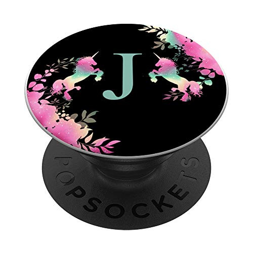 Magical Girly Name Capital Monogram J Unicorn Initial Letter PopSockets PopGrip- Swappable Grip for Phones  and  Tablets
